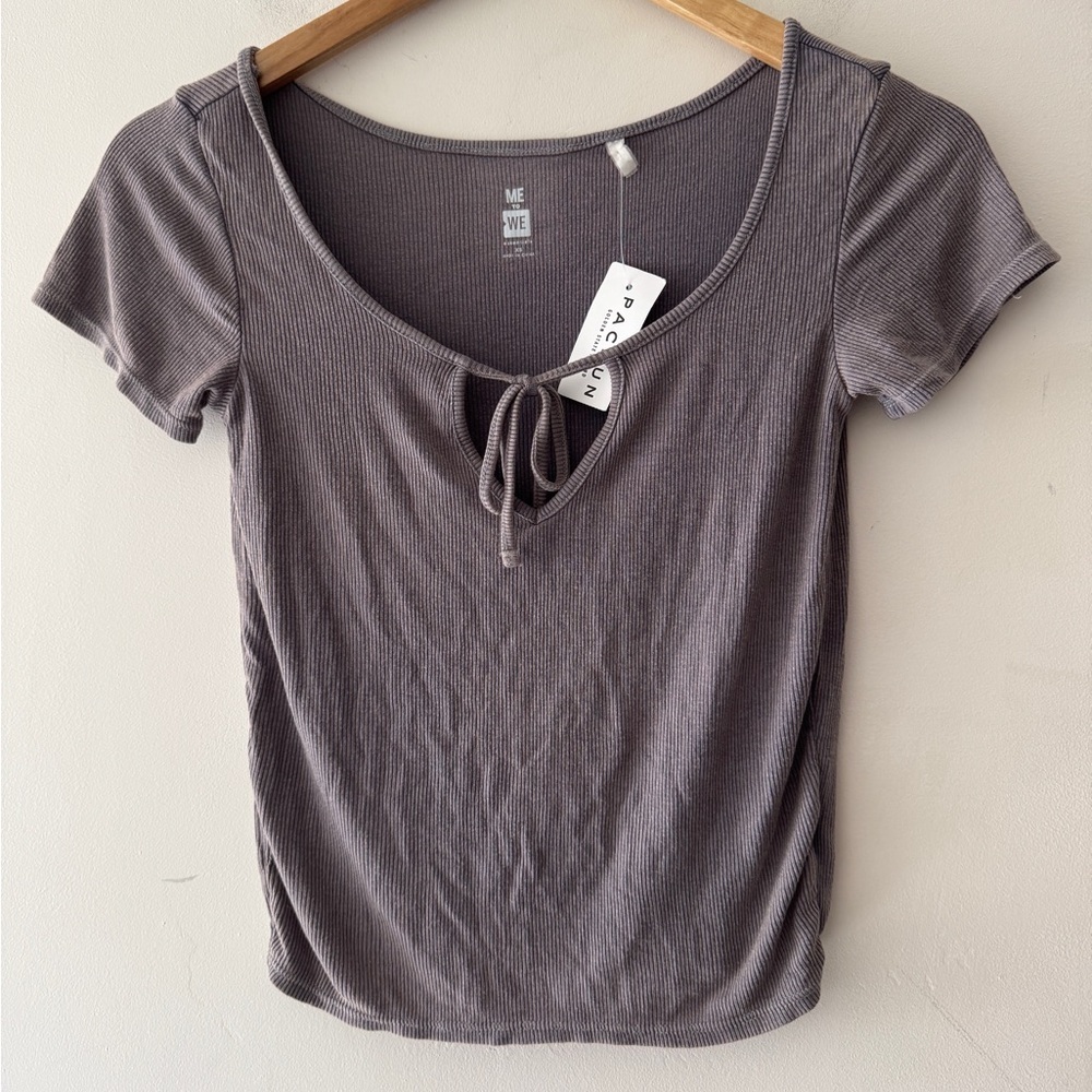 NEW!! PacSun Me To We Gray Cinched Crop Top